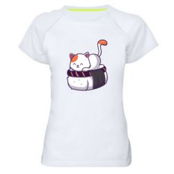 Женская футболка для спорта Котик. Суши-кровать - PrintSalon