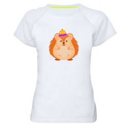 Женская футболка для спорта Little hedgehog in a hat - PrintSalon
