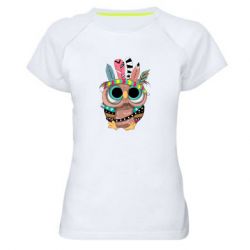 Женская футболка для спорта Little owl with feathers - PrintSalon