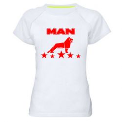 Женская футболка для спорта Man lion and stars - PrintSalon