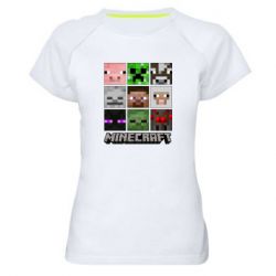 Жіноча футболка для спорту Minecraft character heads - PrintSalon