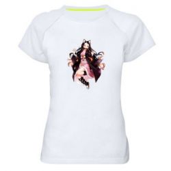 Жіноча футболка для спорту Nezuko cat - PrintSalon