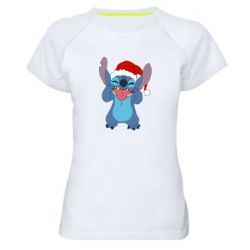 Женская футболка для спорта Новогодний Стич - PrintSalon