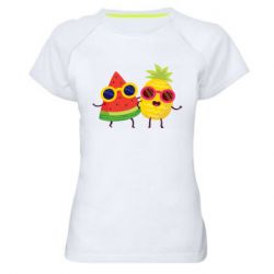 Женская футболка для спорта Pineapple with watermelon - PrintSalon