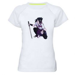 Женская футболка для спорта Sasuke with katana - PrintSalon