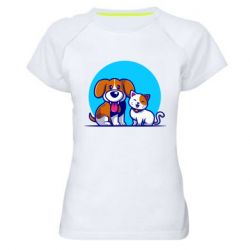 Женская футболка для спорта Собачка и котик - PrintSalon