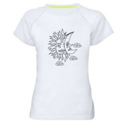 Женская футболка для спорта Sun and Moon faces - PrintSalon