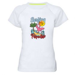 Женская футболка для спорта Surfing Paradise Flamingo - PrintSalon