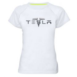 Женская футболка для спорта Tesla Car logo - PrintSalon