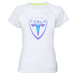 Женская футболка для спорта Tesla logo gradient - PrintSalon