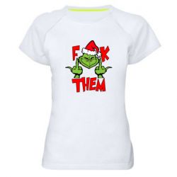Женская футболка для спорта The grinch f*ck them - PrintSalon