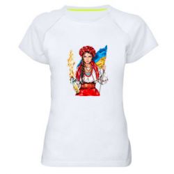 Женская футболка для спорта Украинская девушка в венку - PrintSalon