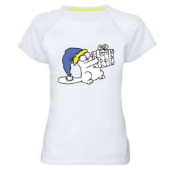 Женская футболка для спорта Украинский кот саймона с подарком - PrintSalon