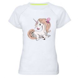 Женская футболка для спорта Unicorn with bow tie - PrintSalon