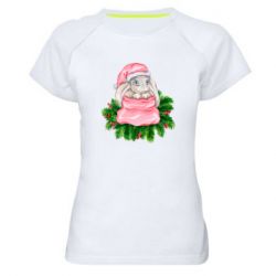 Женская футболка для спорта Заяц Новогодний - PrintSalon