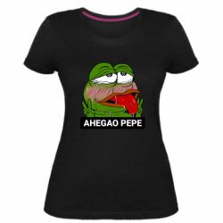 Женская премиум футболка Аhegao PePe - PrintSalon