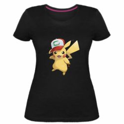 Женская премиум футболка Ash's hat Pikachu - PrintSalon