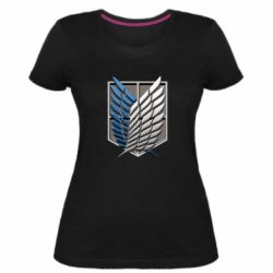 Женская премиум футболка Attack Titan Survey Corps Logo 3D - PrintSalon