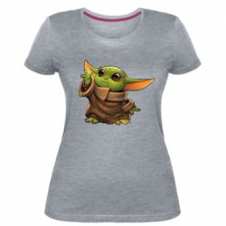 Жіноча преміум футболка Baby Yoda Force - PrintSalon