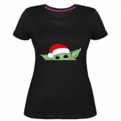 Женская премиум футболка Baby Yoda Santa