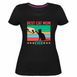 Женская премиум футболка Best cat mom ever - PrintSalon