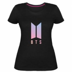 Женская премиум футболка BTS gradient logo - PrintSalon
