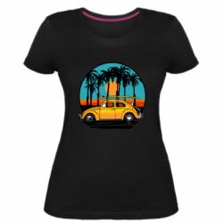 Женская премиум футболка Car and sunset - PrintSalon