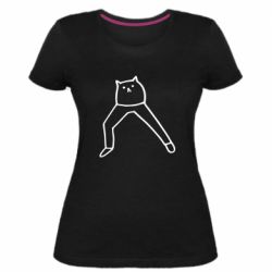 Женская премиум футболка Cat in pants - PrintSalon