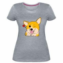 Женская премиум футболка Cute Corgi Puppy - PrintSalon