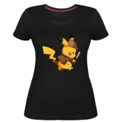 Женская премиум футболка Cute Detective Pikachu - PrintSalon