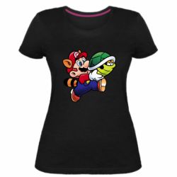 Женская премиум футболка Cute Mario with turtle - PrintSalon