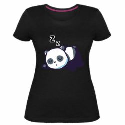 Женская премиум футболка Cute panda sleeping - PrintSalon