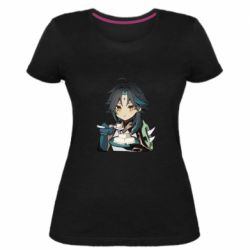 Женская премиум футболка Cяо кушает - PrintSalon