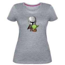 Женская премиум футболка Din Djarin And The Child - PrintSalon