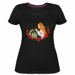 Жіноча стрейчева футболка Дівчина цілує солдата - PrintSalon