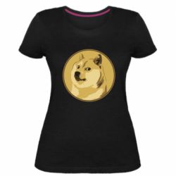 Женская премиум футболка Dogecoin - PrintSalon