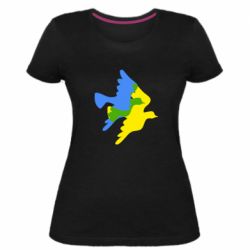 Женская стрейчевая футболка Dove flag of Ukraine - PrintSalon