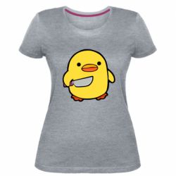 Жіноча преміум футболка Duckling With A Knife - PrintSalon