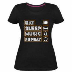 Женская премиум футболка Eat sleep dj repeat. - PrintSalon
