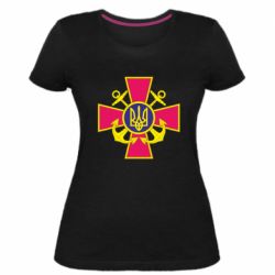 Женская стрейчевая футболка Эмблема ВМСУ - PrintSalon