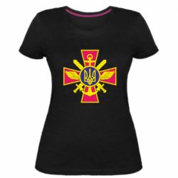 Женская стрейчевая футболка Эмблема ВСУ - PrintSalon