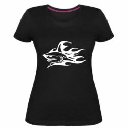 Женская премиум футболка Flaming shark - PrintSalon