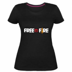 Жіноча преміум футболка Free fire and logo Garena - PrintSalon