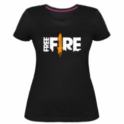 Жіноча преміум футболка Free Fire vertical logo - PrintSalon