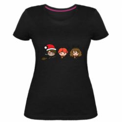 Жіноча преміум футболка Гаррі Поттер та друзі новорічні - PrintSalon