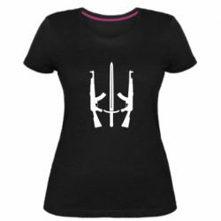 Жіноча стрейчева футболка Герб добровольчих батальйонів - PrintSalon