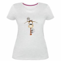 Женская премиум футболка Giraffe Owl and Mouse - PrintSalon