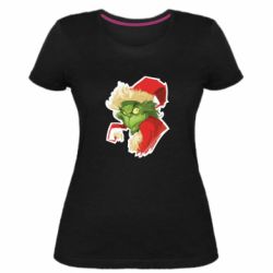 Жіноча преміум футболка Грінч портрет - PrintSalon