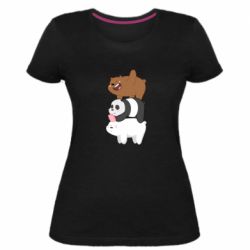 Женская премиум футболка Гризли Панда и Белый - PrintSalon