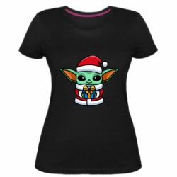 Женская премиум футболка Grogu Santa Claus - PrintSalon